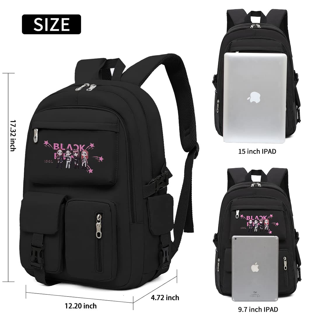 PALAY Blackpink Bags for Girls School Backpack Blackpink Kpop Theme Prints with USB Charging and Headset Port Backpack for Student College School Bag for Girls PALAY Blackpink Bags for Girls School Backpack Blackpink Kpop Theme Prints with USB Charging and Headset Port Backpack for Student College School Bag for Girls